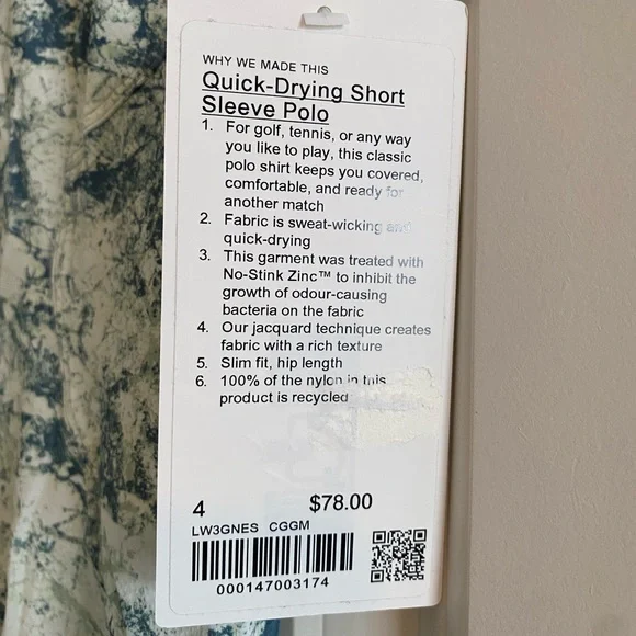 Lululemon Quick-Dry Short Sleeve Polo Shirt Size 4 CGGM - Picture 2 of 4